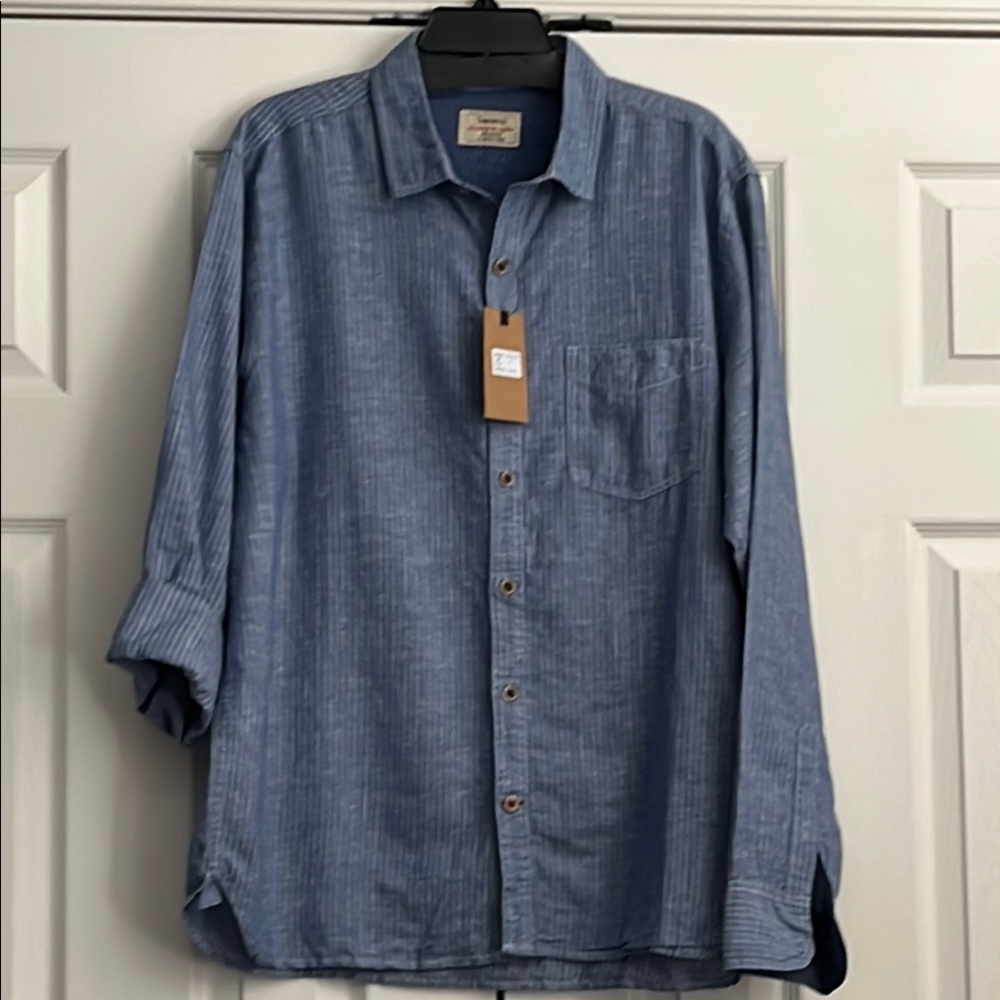 Swami Linen Blend Men’s XL long sleeve button down shirt NWT